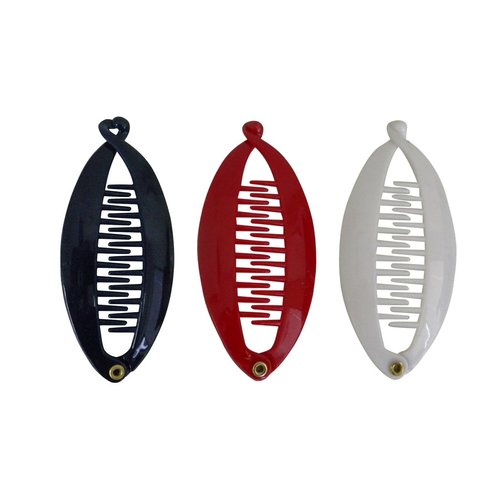 SET OF THREE 3.5 Inch Mini Banana Clip Hair Clincher for Women and Girls- Navy Red White