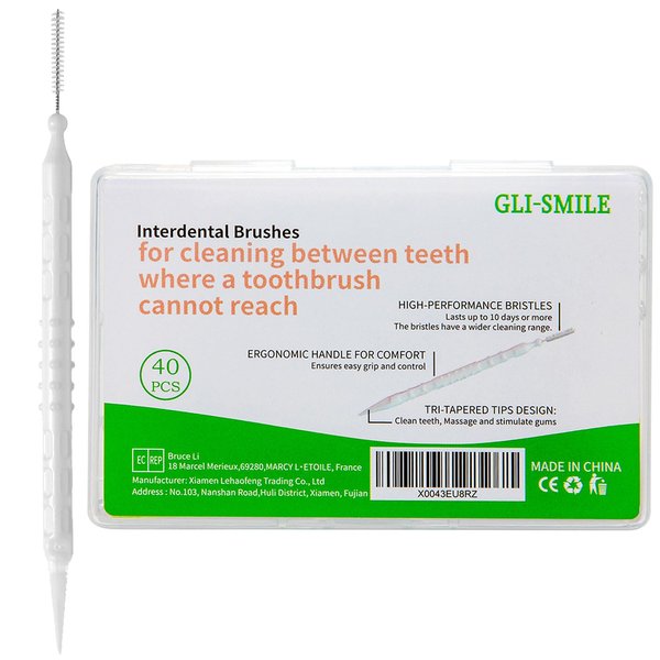GLI-Smile Toothpicks Interdental Brushes Picks,Double-Ended Soft Bristle Dental Floss Picks Brushpicks Teeth Cleaning Tool Portable Oral Care Tooth Picks 40PCS