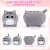 Grey Cat Plush, 5 PCS Cat Plush Stuffed Animal Family, 16" Grey Cat Mommy Cat with 4 Baby Kittens Cat Plushies for Kids, Kawaii Cat Plush Toy Christmas Birthday Gifts for Kids Boys Girls