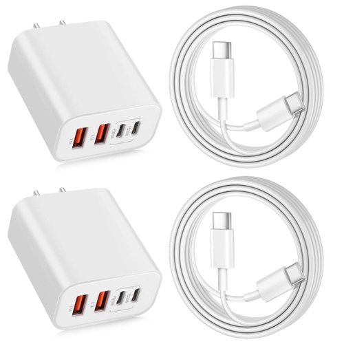 USB C Charger Block for iPhone 16 Charger,2Pack 40W Multiport USB C Wall Charger,4 Port Fast USB C Charging Block 10FT USB C to C Cable for iPhone 16 Pro/16 Pro Max/15 ProMax/15 Plus,iPad Pro/Air/Mini