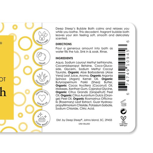 Deep Steep Bubble Bath, 10 oz (Grapefruit Bergamot)