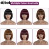 DÉBUT Short Bob Straight Wigs with Bangs Ombre Brown Brazilian Virgin Human Hair Glueless Non Lace Front Bob Wigs 8 Inches