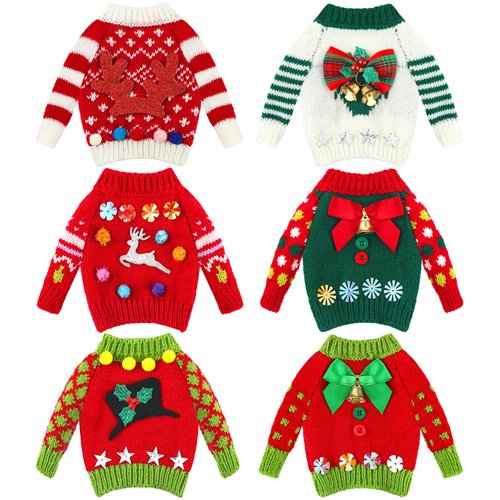 Shappy 6 Pieces Christmas Elf Doll Clothes Cute Christmas Elf Accessories Lovely Elf Knitted Clothing Accessory Sweater Set for Doll Decor