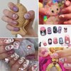 4 Sheets 3D Cartoon Nail Art Stickers Self-Adhesive Nail Art Supplies Kawaii Cute Nail Stickers Pink Bear Cat Designer Nail Charms Cute Nail Decals for Women Girls DIY Manicure Nail Decoration