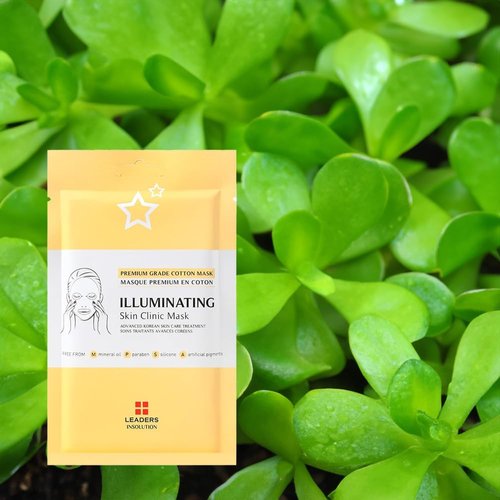 Leaders Insolution | Illuminating Skin Clinic Mask | Omega-3 & Purslane Extract for Radiant Glow | Niacinamide Brightening Treatment | Even Skin Tone | 100% Natural Cotton (5 Sheets)