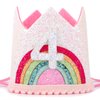 Atoden 4 Year Old Girl Birthday Gifts 4th Birthday Decorations Four Year Old Girl Rainbow Birthday Hat Birthday Headband Princess Tiara Birthday Crown Birthday Accessories for Party Photo Props