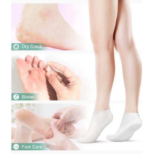 2 Pairs Thickened Silicone Socks for Women, Soft Silicone Moisturizing Socks for Dry Cracked Feet, Foot Moisturizer Gel Foot Socks for Rough, Callused