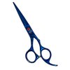 Blue Titanium Hair Cutting Barber Shears 6.75" (17.145cm) with Curved Finger Rest Classic Design - German Stainless