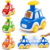 Press and Go Car Toys for Toddlers 1-3, 4 Pack Animal Baby Car Toys for 1 2 Year Old Boy, Push Go Friction Vehicle Toys for Infants 6-9-12-18 Months, One First Birthday Gifts for Boys Girls