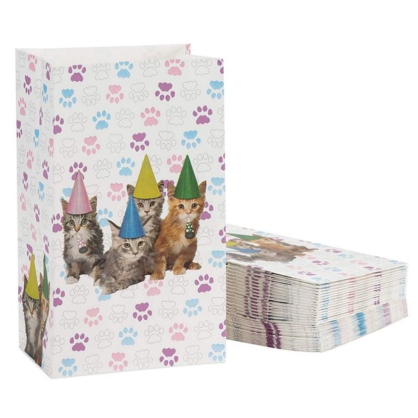 Juvale 36 Pack Cat Party Bags for Kids Kitten Birthday Party Supplies, Goodie Bags (5 x 8.7 x 3 in)
