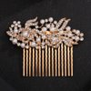 Teyglen Pearl Bride Wedding Hair Comb Gold Flower Headpiece Bridal Pearl Crystal Hair Side Comb Decorative Rhinestone Hair Piece Floral Wedding Hair Accessories for Women Girls