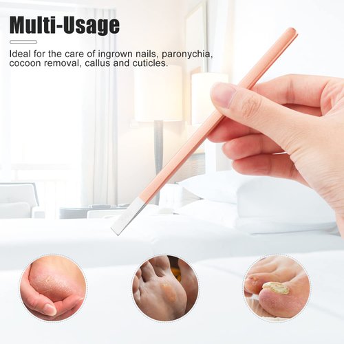 4 PCS Pedicure Knife Set Professional Ingrown Toenail Knife Tools Stainless Steel Nail Knives Cuticle Remover Kit Foot Repair Blade with Storage Bag for Corn Callus Home Beauty Salon - Rose Gold