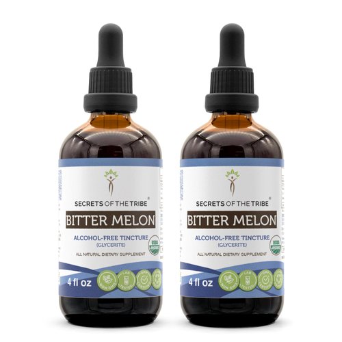 Secrets of the Tribe Bitter Melon USDA Organic | Alcohol-Free Extract, High-Potency Herbal Drops | Made from 100% Certified Organic Bitter Melon (Momordica Charantia) Dried Fruit 2x4 oz