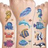CHARLENT 120 Glitter Styles Under the Sea Creature Temporary Tattoos for Kids Party Supplies - Sea Creature Tattoos for Boys Girls Ocean Birthday Party Favors Goodie Bag Fillers