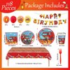Poqirzan 118PCS Firetruck Birthday Party Decorations Firefighter Party Tableware Set Kids Boys Fire Truck Birthday Party Supplies Fire Truck Plates Napkins Cups Forks Knives Tablecloth Banner Serve 20