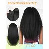 WIGNEE Kinky Straight Clip Ins Hair Extensions 4 Pcs Yaki Straight Clip Ins with Lace Weft 14 Inch Natural Black Clip In Hair Extensions Black Women Seamless Clip Ins for Black Women