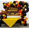 Construction Balloons 40 Inch Construction Number Balloon 3 Black Construction Truck Themed Bulldozer Dump Truck Foil Mylar Balloon Three Years Old Baby 3rd Birthday Party Decor Supplies
