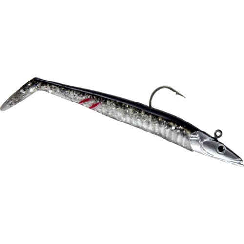 Savage Gear Sandeel Fishing Bait, 4/5 oz, Dirty Silver, Realistic Contours & Movement, Durable Construction, Two Tie Points, 5X Hooks, Holographic Eyes, Bait Keeper