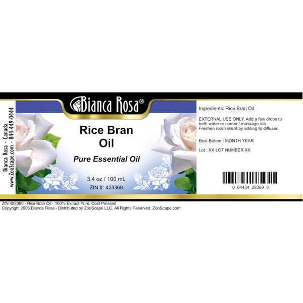 Rice Bran Oil - 100% Pure, Cold Pressed (3.40 fl oz, ZIN: 428369) - 2 Pack