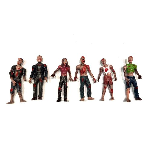 PowerTRC Toy Zombie Action Figures with Movable and Detachable Joints | Mini Zombie Figurines | Great for Presents, Decoration, and Party Favors | Pack of 6, 4 Inches Tall Zombies