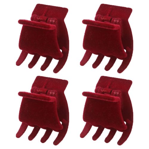 Beaupretty 4pcs Ponytail Artifact Mini Barrettes Women Jaw Clips Hair Claw Clip Goody Hair Clips for Women Small Jaw Clips for Hair Tiara Red Small Hair Catch The Side Velvet Miss