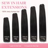 GOO GOO Sew in Hair Extensions Real Human Hair, Weft Hair Extensions Human Hair, 1B Natural black 20 Inch-105g, Weft Bundles Straight Silky Remy Hair
