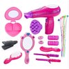 MEGAFUN Little Girls Beauty Hair Salon Toy Kit with Toy Hairdryer, Mirror & Other Accessories, Fashion Pretend Makeup Set for Kids