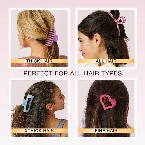 Scunci by Conair 8 piece claw clips set - claw clips for thick hair - hair accessories for women - Pastel Colors