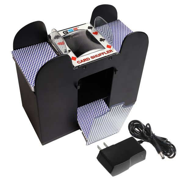GSE Games & Sports Expert Upgraded 6-Deck Automatic Card Shuffler, AC/DC-Power & Battery-Operated Electric Shuffler Machines for Playing Cards, Blackjack, Texas Hold'em, Canasta, Bridge, UNO