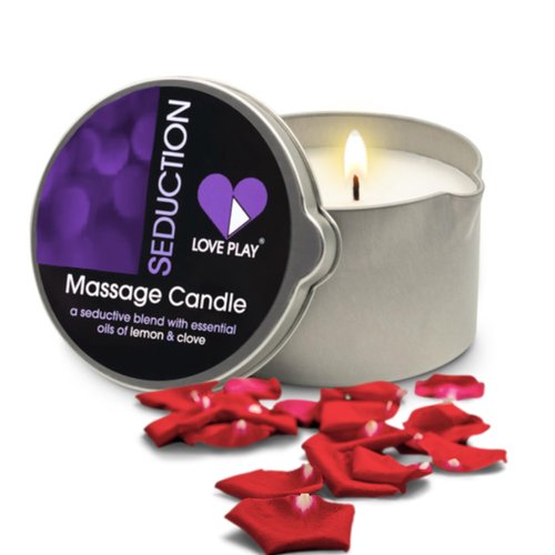 LOVE PLAY Massage Oil Candle for Home SPA - Vegan Moisturizing Body Oil Candle for Pure Relaxation - Hydrating Skin Care Massage Oils with Essential Oils (6.76oz)