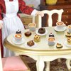 Hiawbon 24 Pcs Miniature Food Kitchen Decoration Sets 1:12 Miniature Coffee Mugs Cakes Dessert Model Pretend Coffee Food Miniatures Decor Cake Toppers for DIY Mini Kitchen Micro Landscape