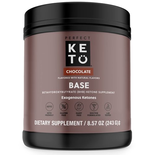 Perfect Keto Exogenous Ketones Powder, BHB Salts for Ketosis & Fasting Support, Electrolytes for Hydration, Caffeine Free Energy, Chocolate, 8.57 oz