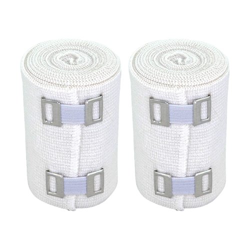 Nexskin 3" Organic Latex Free American Cotton - Comfort Elastic Bandage with Clip Fasteners - White, 2 Pack