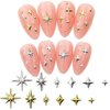 120pcs Gold Silver Star Nail Charms for Nails Design Metal Stars Nail Art Charms Mix Size Shape Nail Studs Star Nail Charm 3D Star Charms Nail Decor Nail Jewels for Nail Art Supplies Nail Accessories