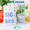 3 Pcs Big Brother Gifts for Boy 12 oz Blue Big Brother Cup Insulated Acrylic Tumbler with Lid and Straw Big Bro Mini Canvas Tote Bag Big Brother Bracelet for Littler Boy