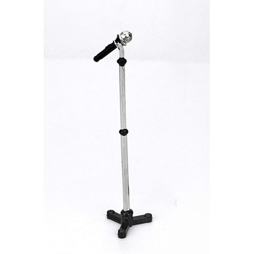 Black Dollhouse Decoration Accessories Mini Instruments,Tiny Microphone1:12 Dollhouse Miniature Scene Model Microphone with Stand Play Toy,Decortion,Dollhouse Furniture,Doll's Microphone (90 x 18mm)