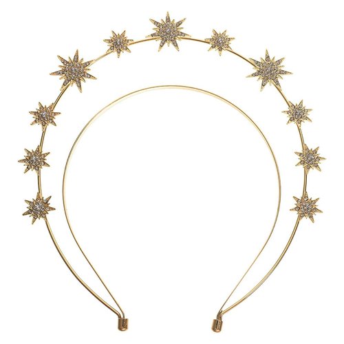 HYXITVCG Goddess Halo Crown for Women, Gold Stars Goddess Crown Headband for Women, Halo Headband Giltter Rhinestone Halo Crown Headband, Gold Crown Hair Band for Women Girls Bridal Wedding Headpiece