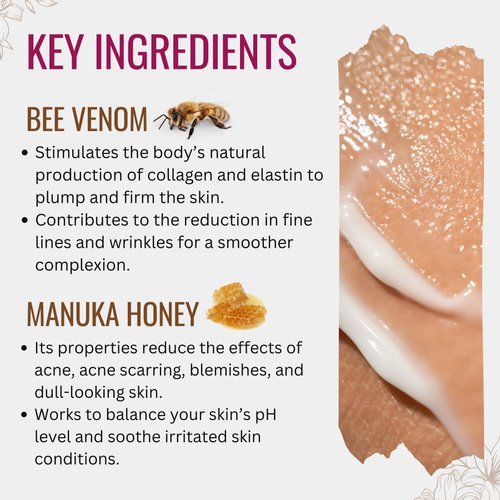 Natural Bee Venom Face Lift Treatment Cream with Active Manuka Honey, Shea, Cocoa Butter, and Jojoba – Nature’s Most Powerful Solution!