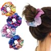 WIRESTER 4 Pcs Satin Hair Scrunchies, Silk Hair Ties, Soft Elastic Hair Bands Ponytail Holder, Silky Curly Hair Accessories for Women Girls - Space Galaxy Stars