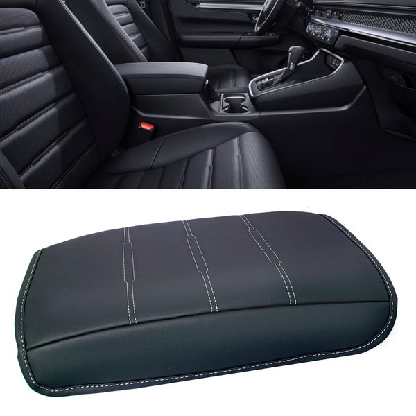 Areeyils Center Console Pad Armrest Box Cover Compatible with Honda 2024 2023 CRV LX EX EXL Sport Hybrid Sport Touring,Black Leather Protector Accessories for CR-V 2023 2024