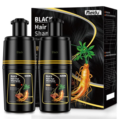 IIIMEIDU Black Hair Dye, 2pcs Herbal Hair Color for Gray Hair Coverage, Hair dye Shampoo 3 in 1, ...