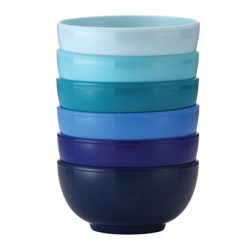 French Bull Melamine Mini Bowls, 6-Piece Set, Small Serving Bowl – Snack, Condiment, Dip, Dessert, Ice Cream – Shatter Proof, Food-Safe, BPA Free, Dishwasher Safe, 4” 10 oz - Shades of Blue