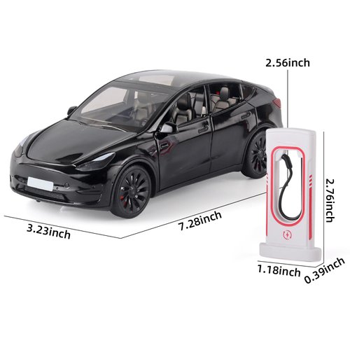 OANMYJJO Toy Cars Y 1/24 Zinc Alloy Diecast Metal Model Car, Pull Back Toy Model with Light and Music, Suitable for Children Aged 3 and Above as Gifts(Black)