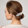 Joez Wonderful Rhinestone Hair Clips, Silver Bridal Hair Accessories for Women, Sparkly Crystal Hair Pins, Fancy Flower Hair Barrettes for Wedding, Bride, Long Hair (1 Pcs)