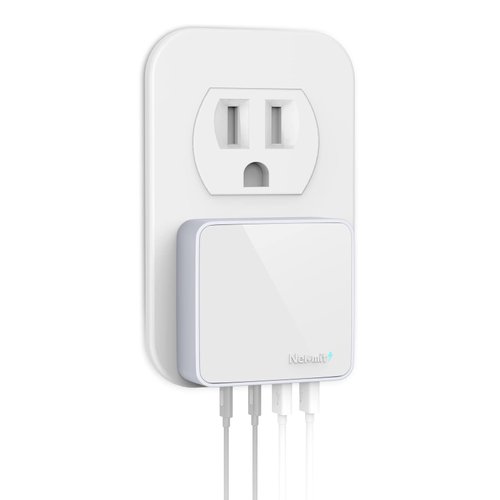 Nekmit USB C Charger, 52W 4-Port Thin Flat Fast Wall Charger Type-C Charging Station with Two 20W PD 3.0 and 2 USB Ports for iPhone 14/14 Pro/14 Pro Max, iPad Pro, AirPods and More (Offwhite)