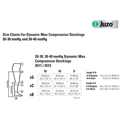 Juzo 30-40 mmHg Dynamic (Varin) AD-N Compression Stockings. Knee High. Max. Open Toe 5cm Silicone Grip, Size:IV