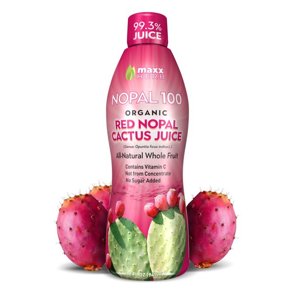 Maxx Herb Organic Red Nopal Cactus Juice - for Joint Support, Healthy Digestion, Vegan, Non-GMO and Gluten Free - 32oz Bottle (32 Servings)