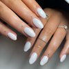 AddFavor Oval Press on Nails Short Fake Nails, 240pcs White Nails Press on Almond False Nail Full Cover Acrylic Nail for Women and Girls