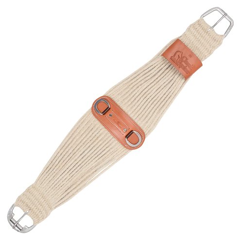 Classic Equine 100% Mohair Roper Cinch 27-Strand with Leather Center, Natural, 28-inch
