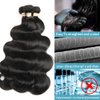 Body Wave Bundles Human Hair With Frontal(16 18 20 + 14,Free Part) 100% Natural Human Hair Extensions 13x4 HD Transparent Lace Frontal With Black Body Wave Weave 3 Bundles Brazilian Real Human Hair